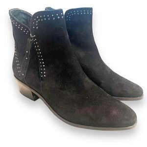 Hassia Toledo Ankle Boots Black Suede Silver Stud‎ Zip Premium Comfort Size 7W